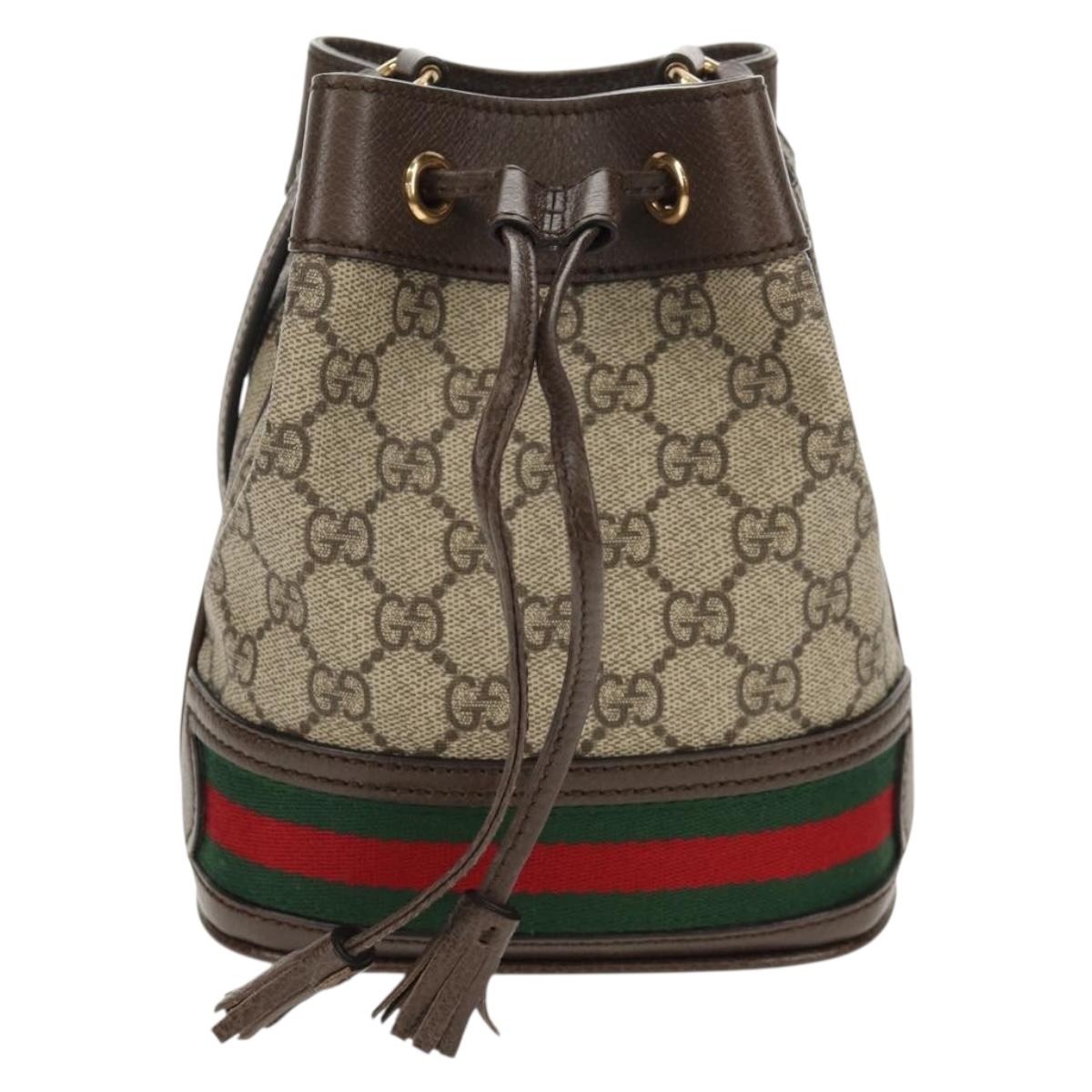 GUCCI GG Supreme Web Sherry Offdia Mini Bucket Bag PVC 550620 Auth 142976SAM