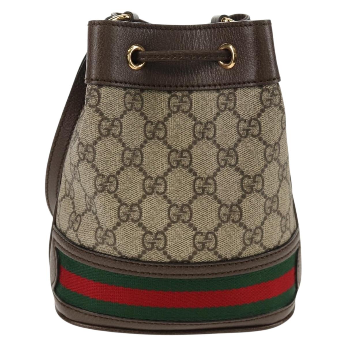 GUCCI GG Supreme Web Sherry Offdia Mini Bucket Bag PVC 550620 Auth 142976SAM