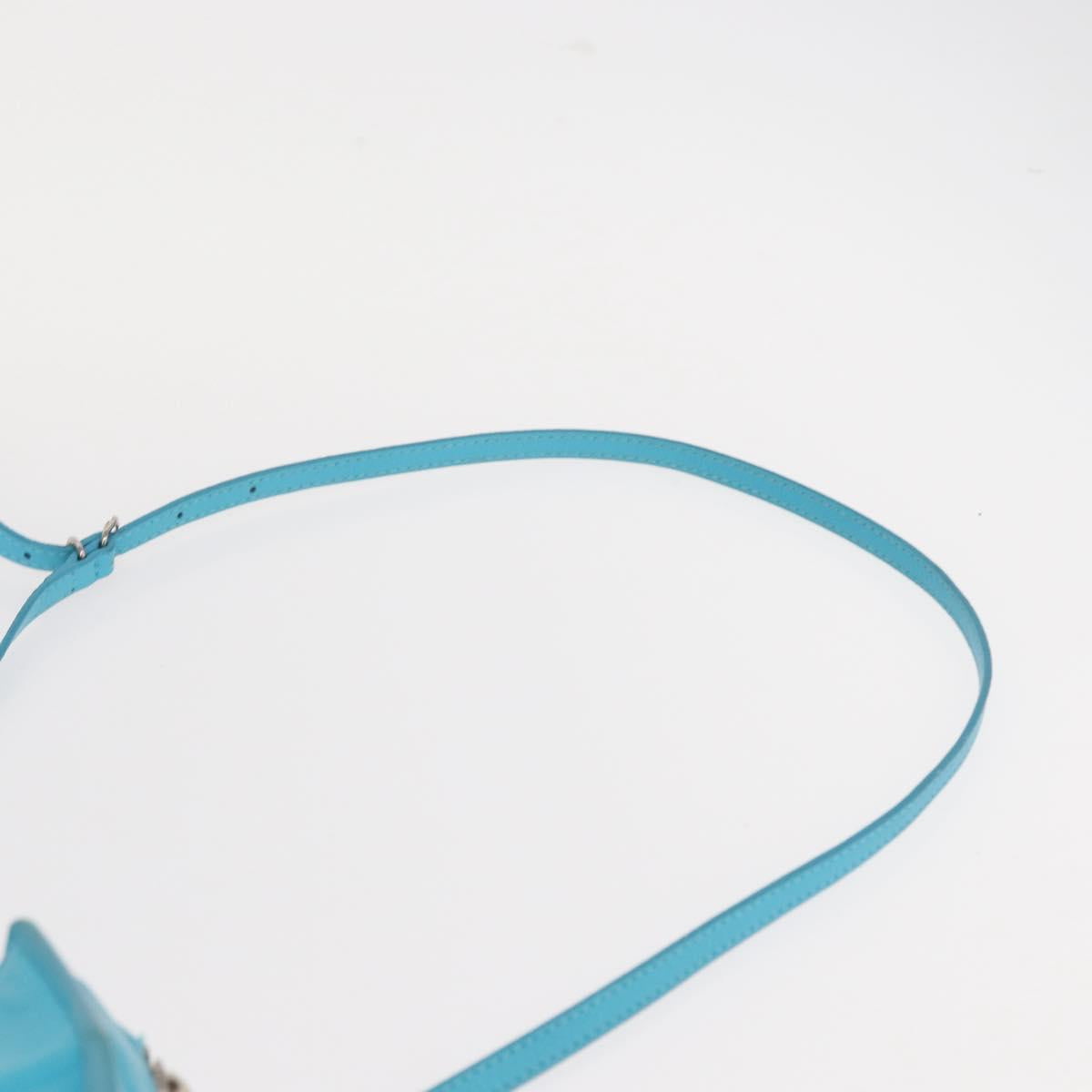 BALENCIAGA Paper Mini Hand Bag Leather 2way Light Blue Silver 357333 Auth 142977