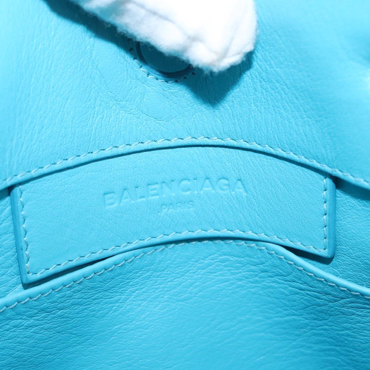 BALENCIAGA Paper Mini Hand Bag Leather 2way Light Blue Silver 357333 Auth 142977