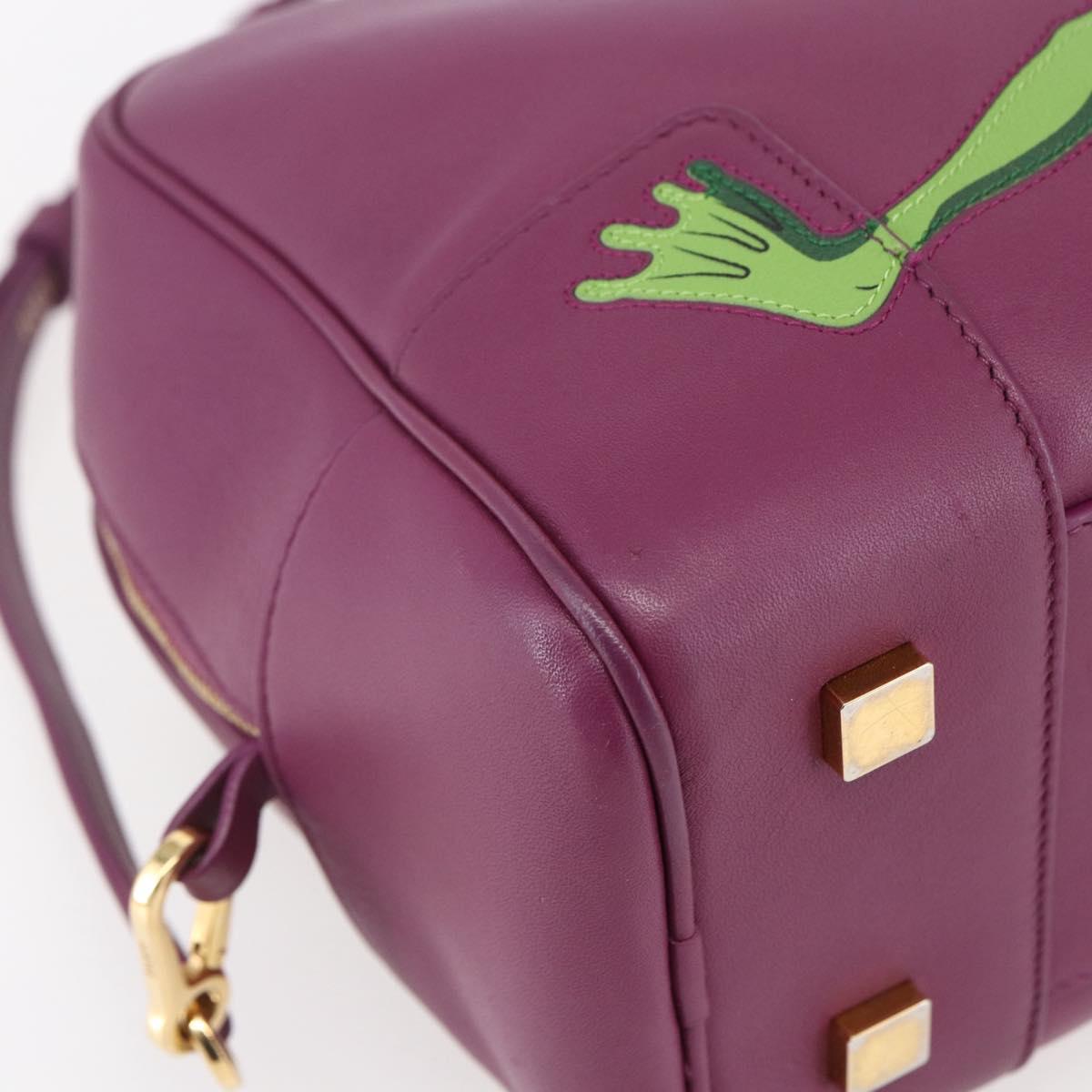 LOEWE Americana 28 Studio Ghibli Hand Bag Leather 2way Purple Auth 142978SAM