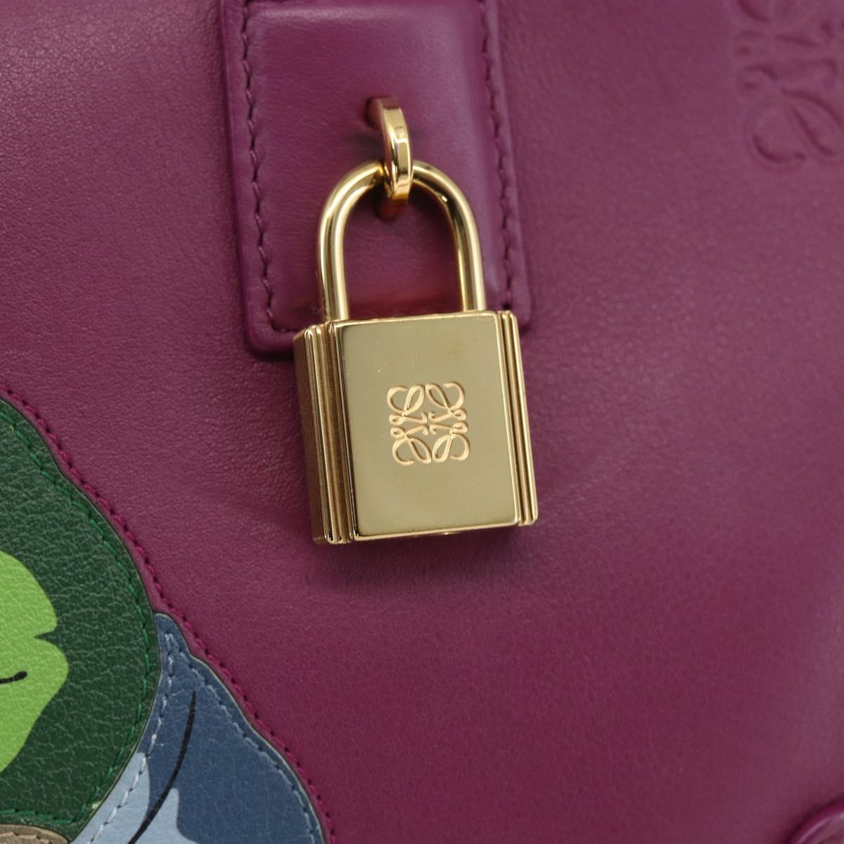 LOEWE Americana 28 Studio Ghibli Hand Bag Leather 2way Purple Auth 142978SAM