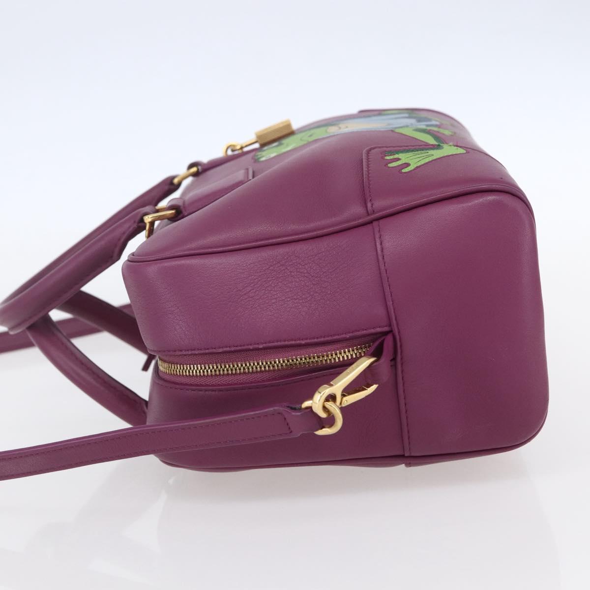 LOEWE Americana 28 Studio Ghibli Hand Bag Leather 2way Purple Auth 142978SAM