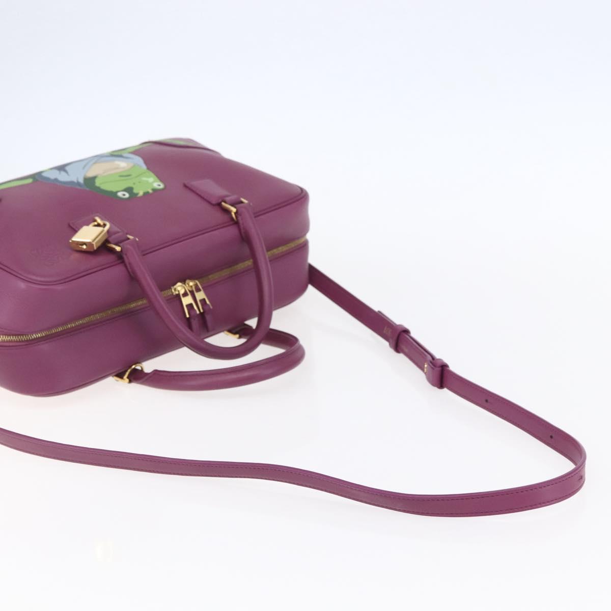 LOEWE Americana 28 Studio Ghibli Hand Bag Leather 2way Purple Auth 142978SAM