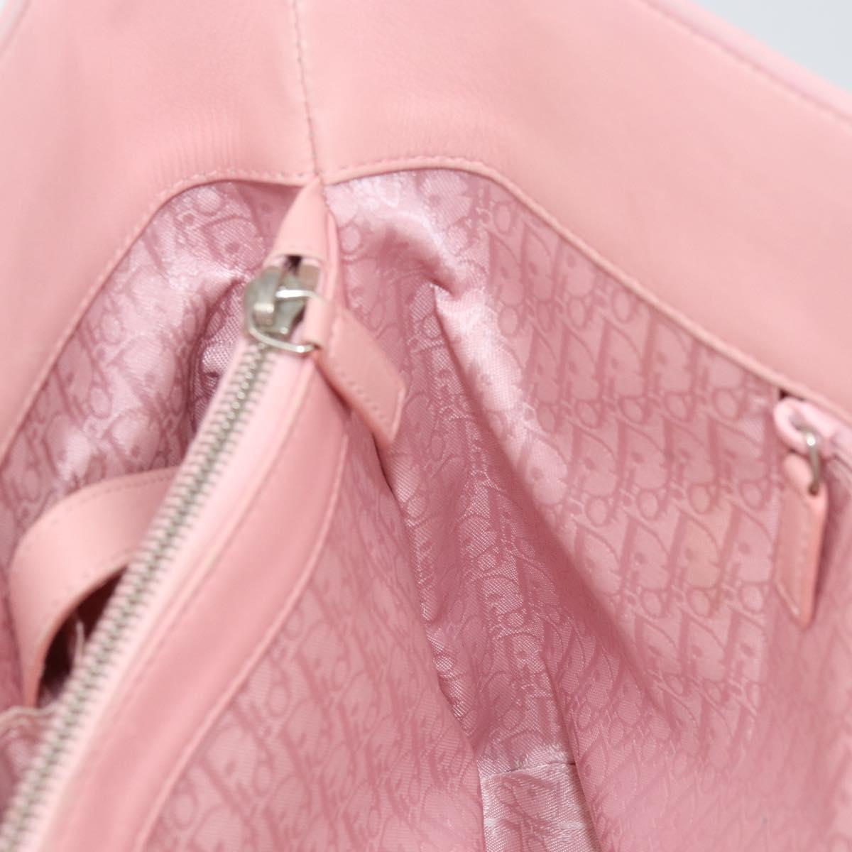 Christian Dior Canage Lady Dior Hand Bag Leather Pink Silver Auth 142979