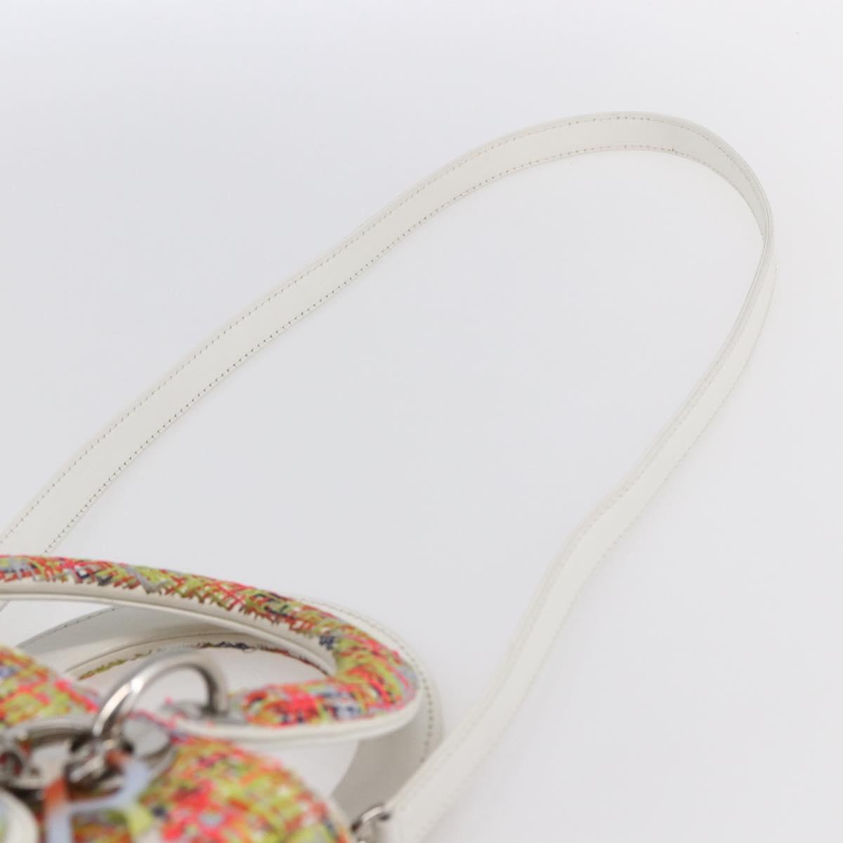 Christian Dior Lady Dior Bag Tweed 2way Multicolor Silver Auth 142980SM