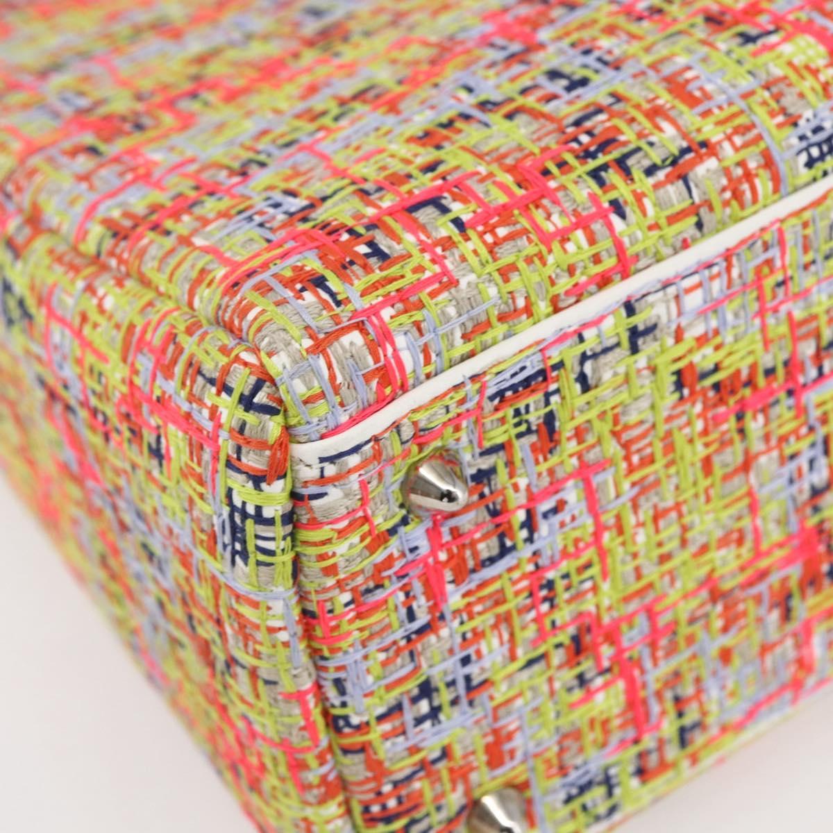 Christian Dior Lady Dior Bag Tweed 2way Multicolor Silver Auth 142980SM