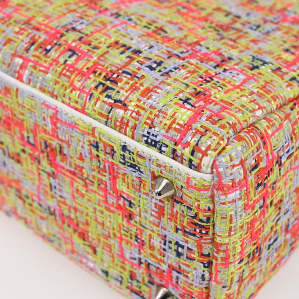 Christian Dior Lady Dior Bag Tweed 2way Multicolor Silver Auth 142980SM