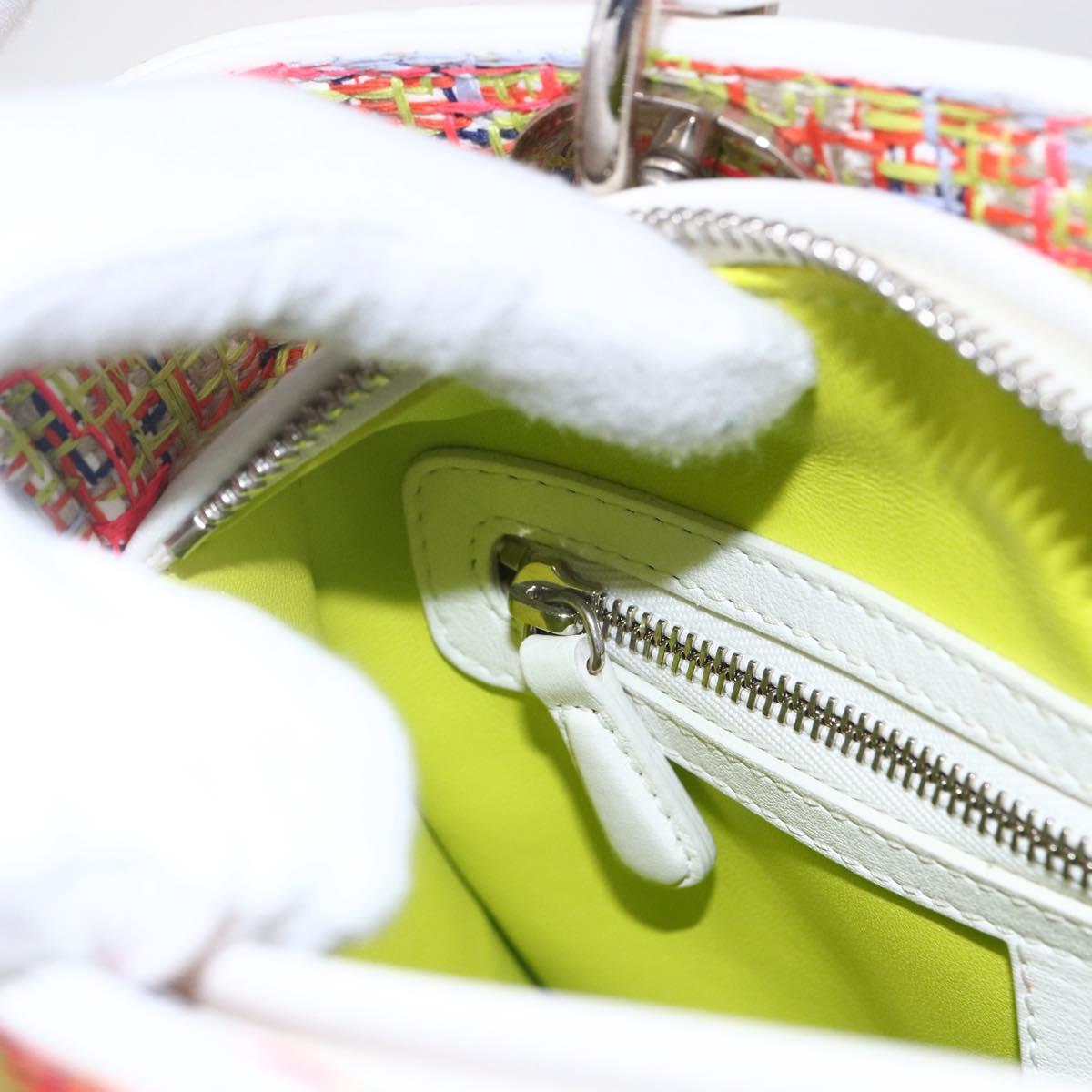 Christian Dior Lady Dior Bag Tweed 2way Multicolor Silver Auth 142980SM