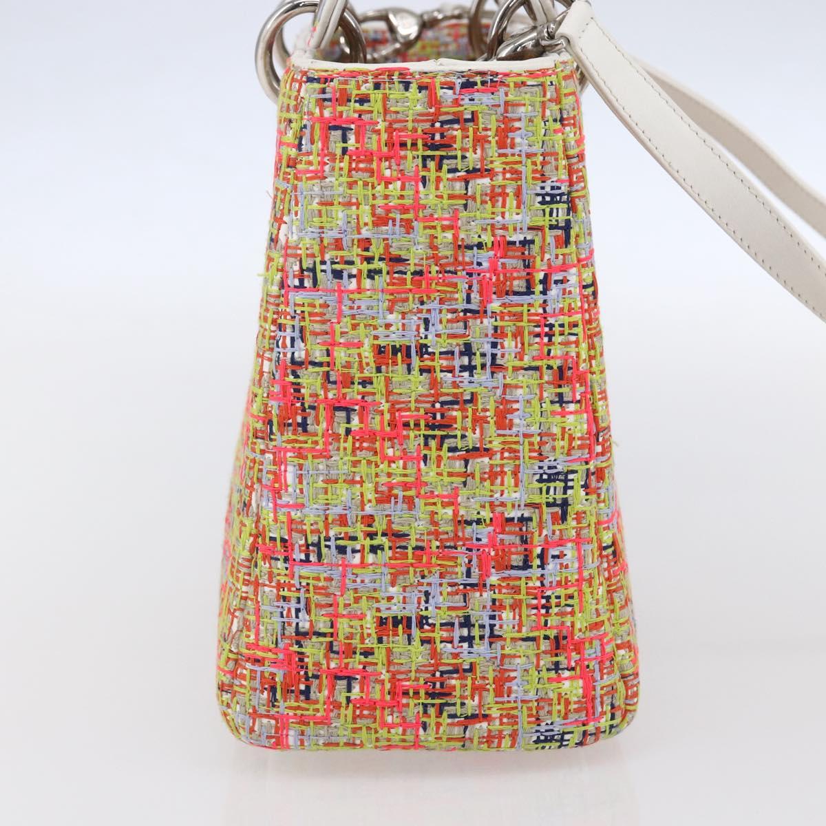 Christian Dior Lady Dior Bag Tweed 2way Multicolor Silver Auth 142980SM