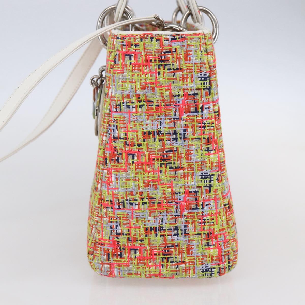 Christian Dior Lady Dior Bag Tweed 2way Multicolor Silver Auth 142980SM
