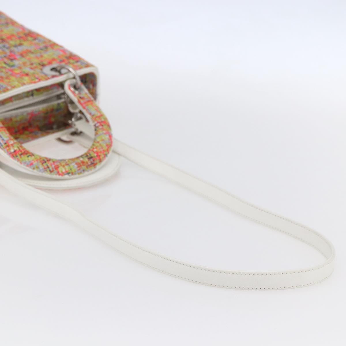 Christian Dior Lady Dior Bag Tweed 2way Multicolor Silver Auth 142980SM