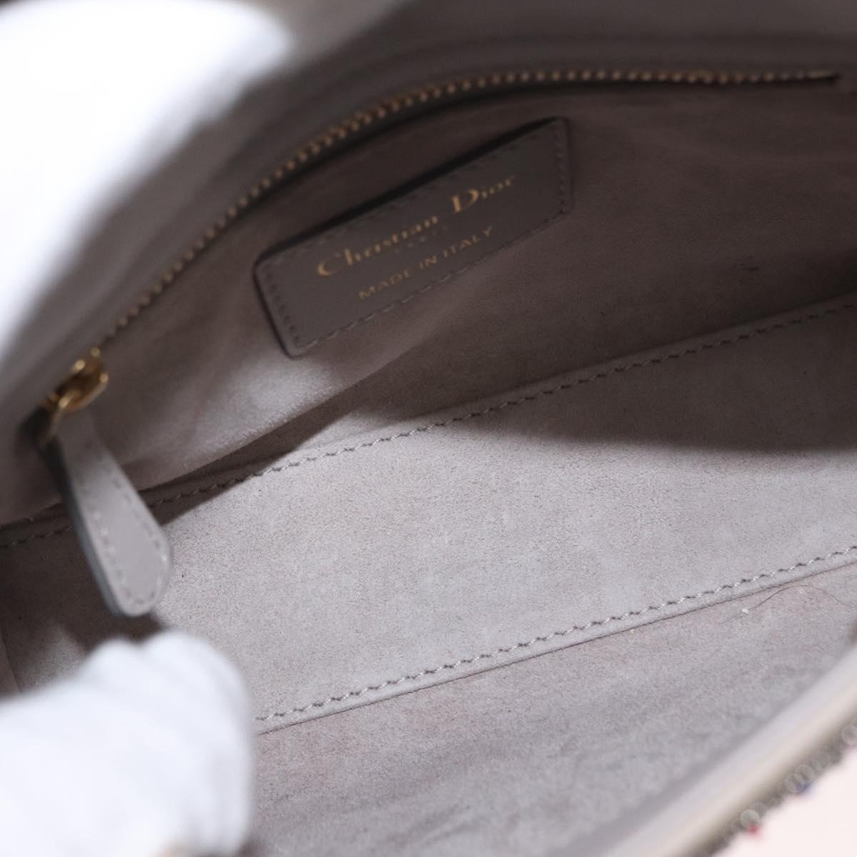 Christian Dior Lady Dior Beads Hand Bag Leather Multicolor Gold Auth 142981SM