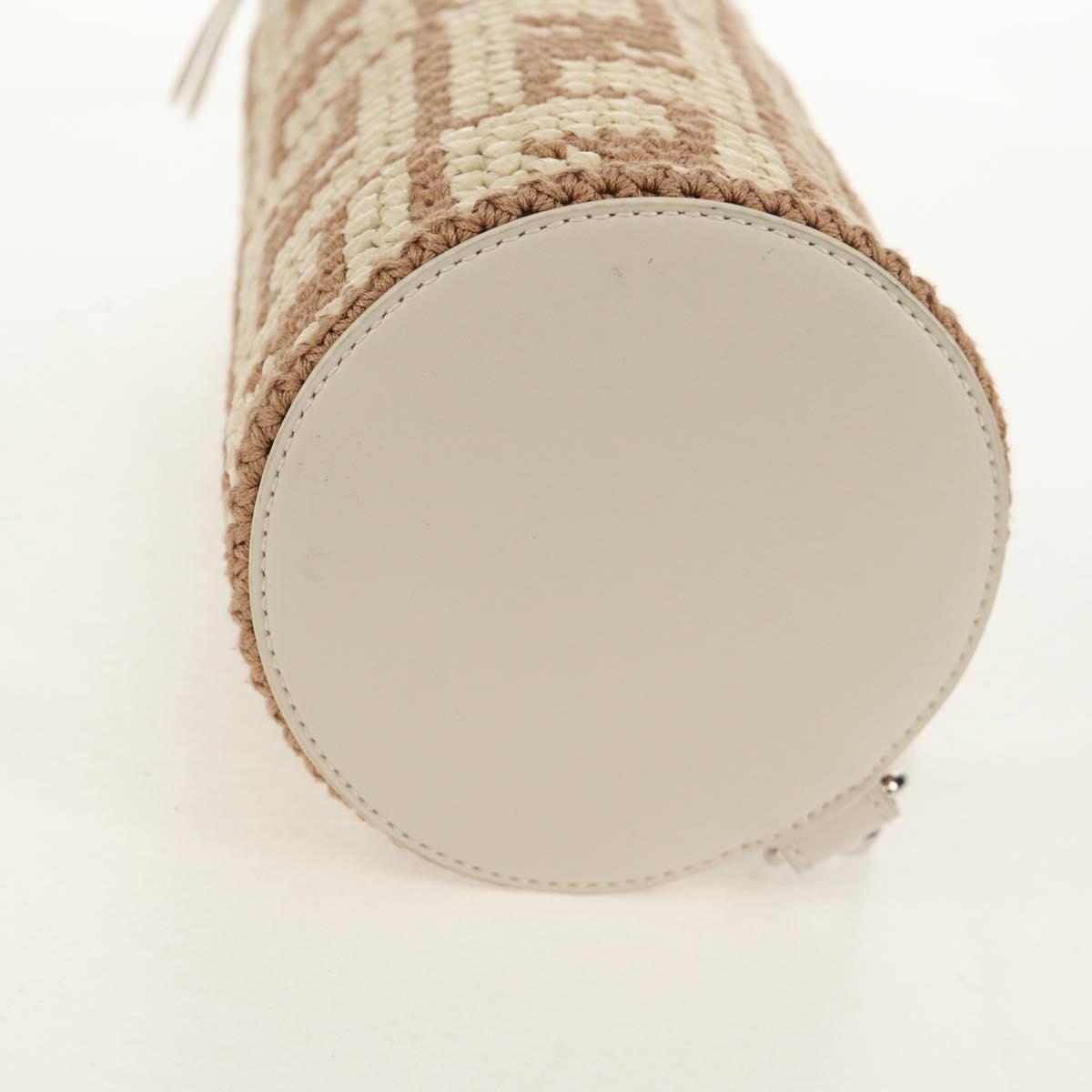 FENDI Zucca Canvas Bottle Holder Bag Straw 2way Silver Brown Auth 142983SAV