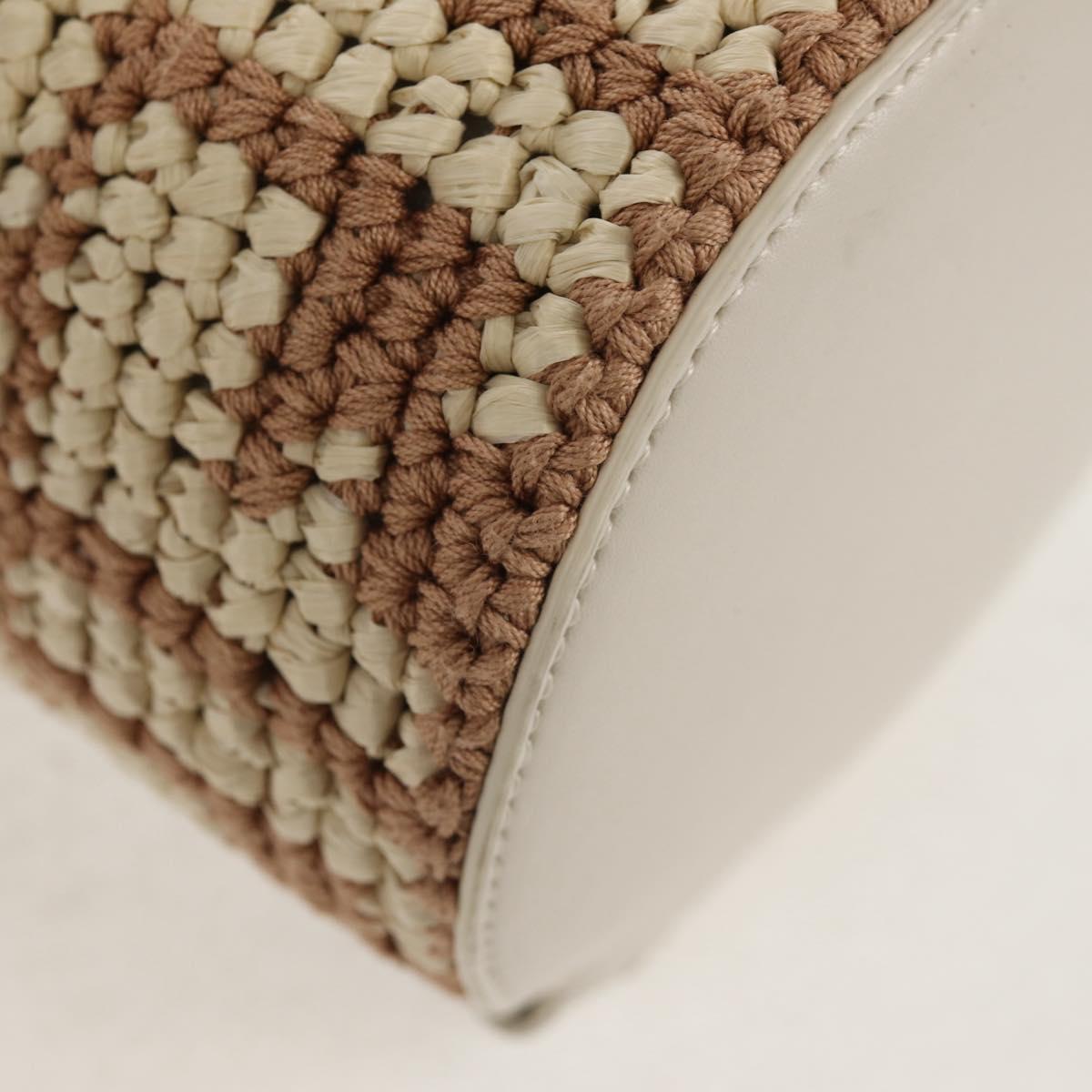 FENDI Zucca Canvas Bottle Holder Bag Straw 2way Silver Brown Auth 142983SAV