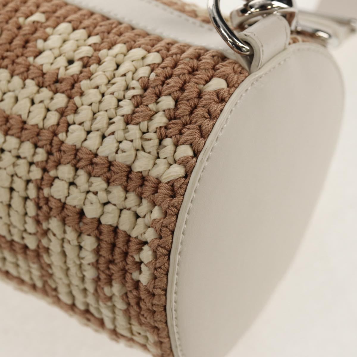 FENDI Zucca Canvas Bottle Holder Bag Straw 2way Silver Brown Auth 142983SAV