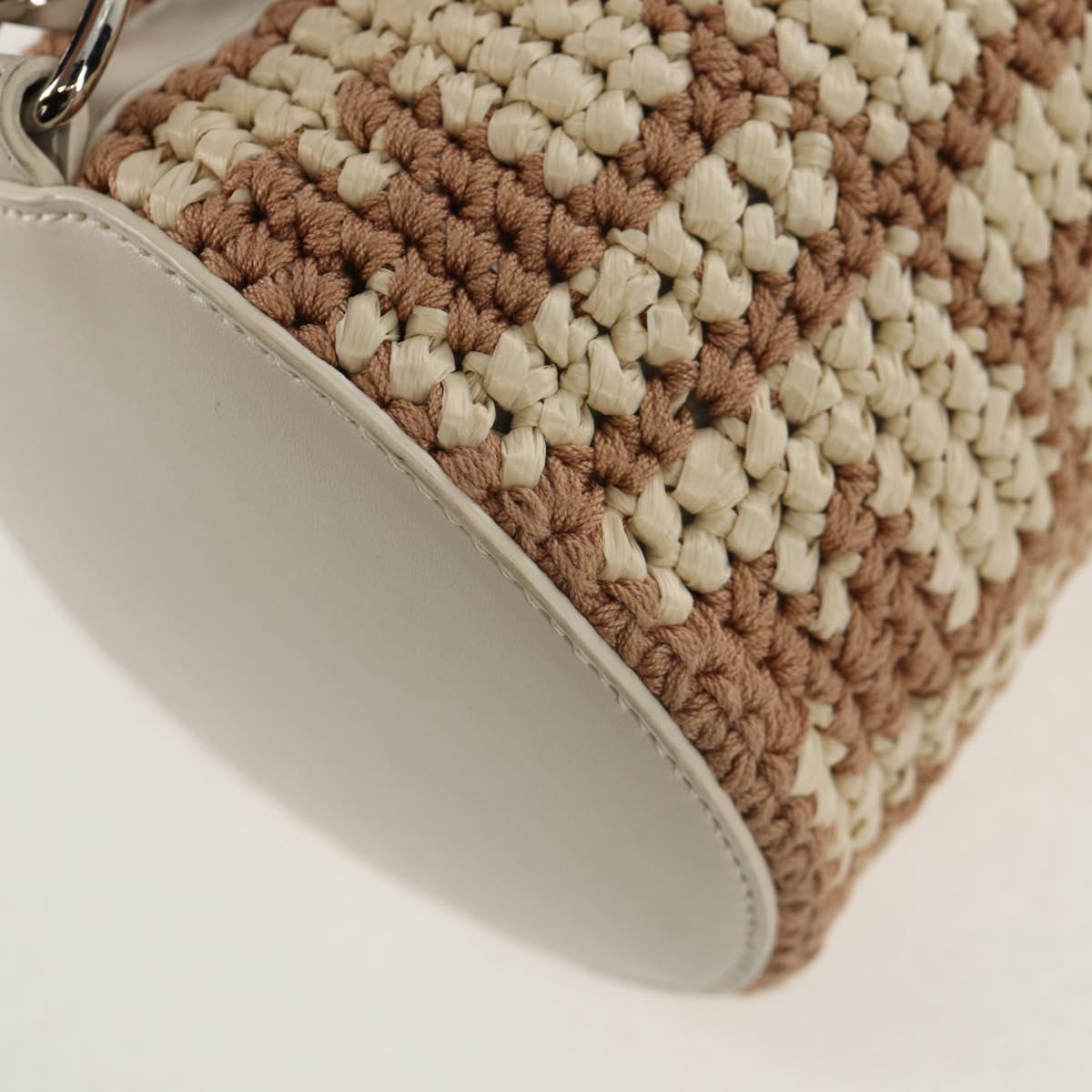 FENDI Zucca Canvas Bottle Holder Bag Straw 2way Silver Brown Auth 142983SAV