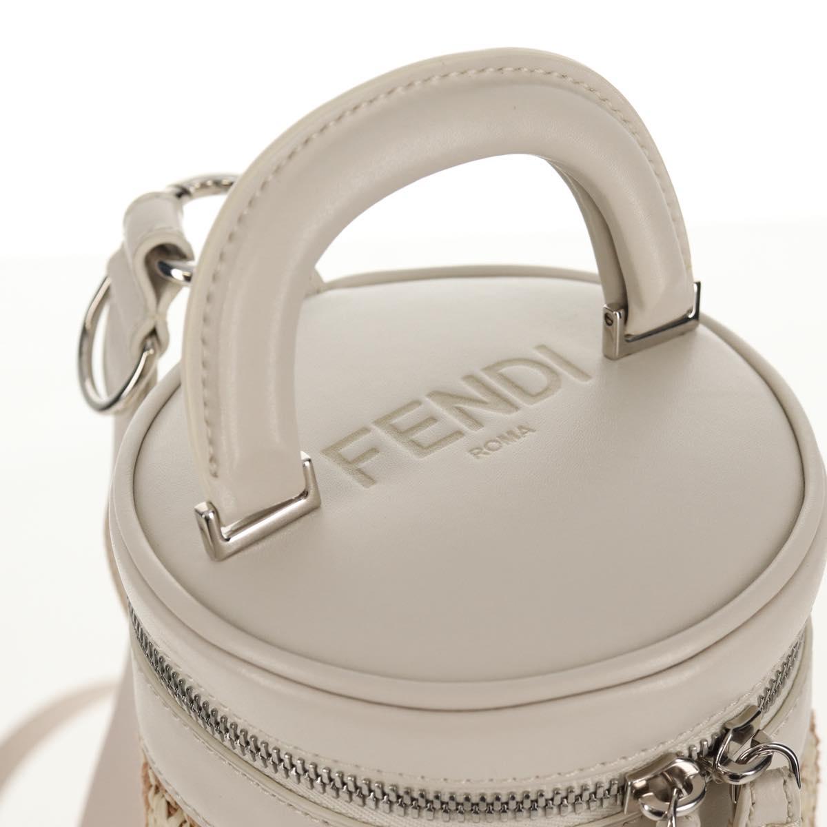 FENDI Zucca Canvas Bottle Holder Bag Straw 2way Silver Brown Auth 142983SAV