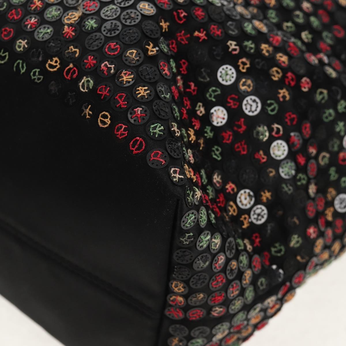 FENDI Sequin Tote Bag Nylon Black Auth 142984V