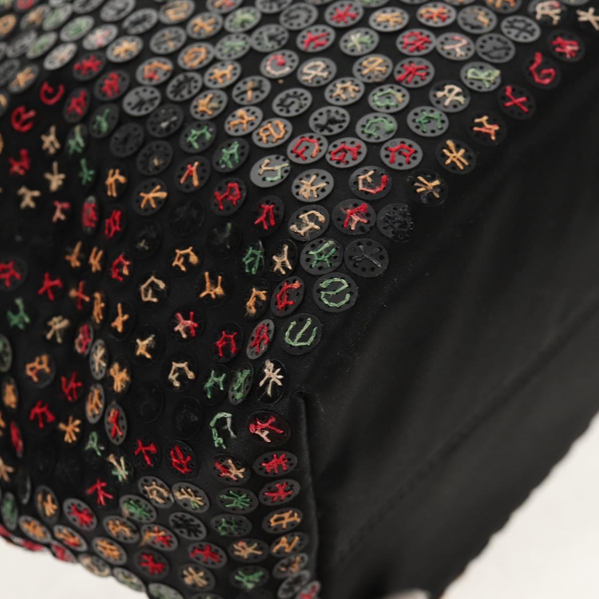 FENDI Sequin Tote Bag Nylon Black Auth 142984V