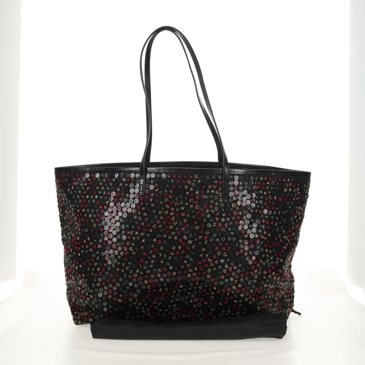 FENDI Sequin Tote Bag Nylon Black Auth 142984V
