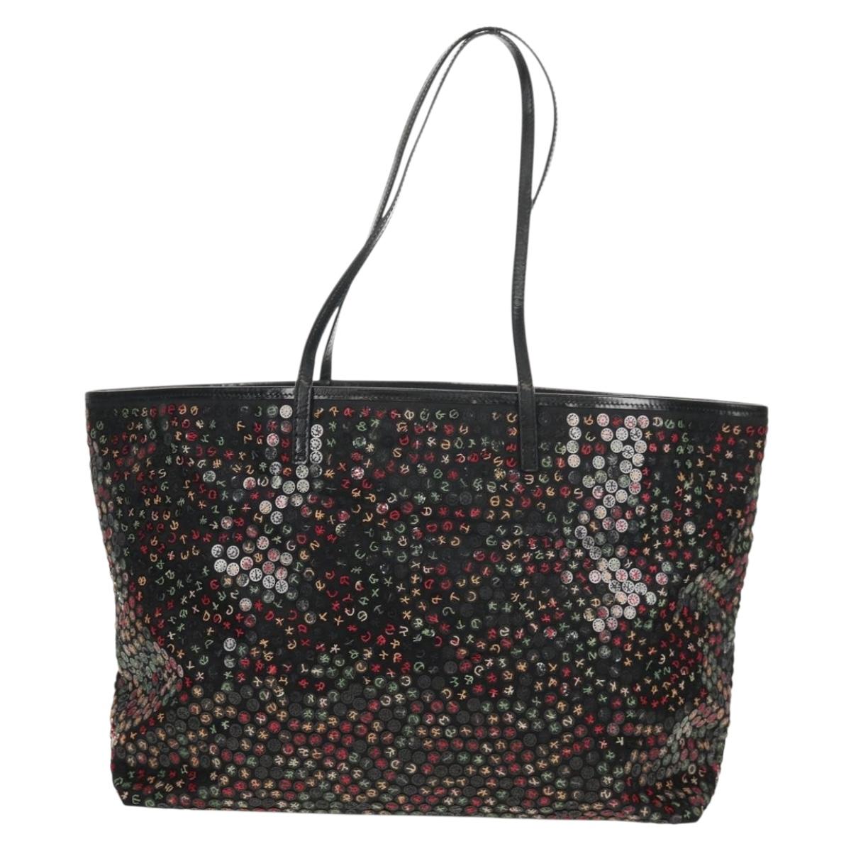 FENDI Sequin Tote Bag Nylon Black Auth 142984V