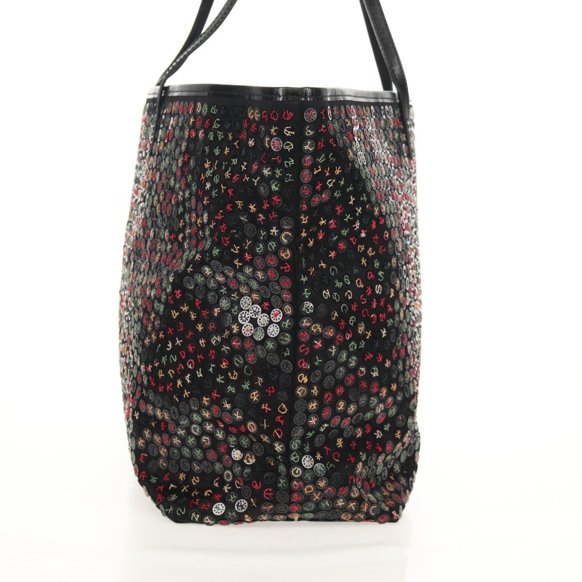 FENDI Sequin Tote Bag Nylon Black Auth 142984V