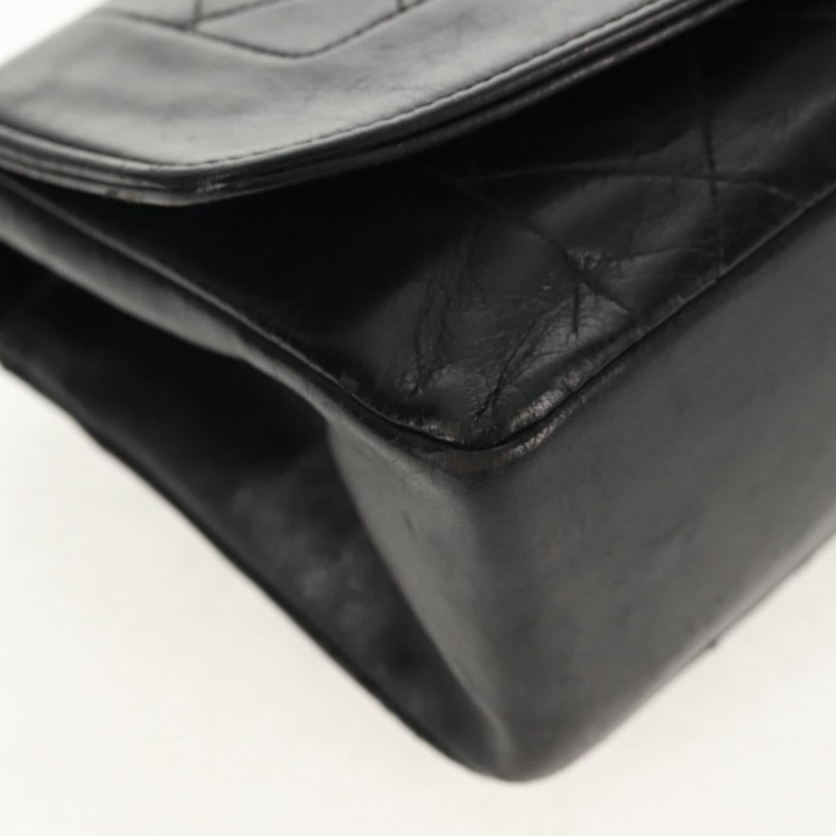 CHANEL Matelasse Chain Diana 22 Shoulder Bag Lamb Skin Black Gold CC Auth 142985