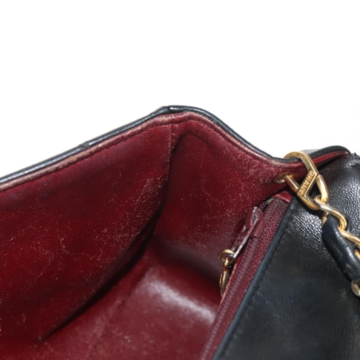 CHANEL Matelasse Chain Diana 22 Shoulder Bag Lamb Skin Black Gold CC Auth 142985