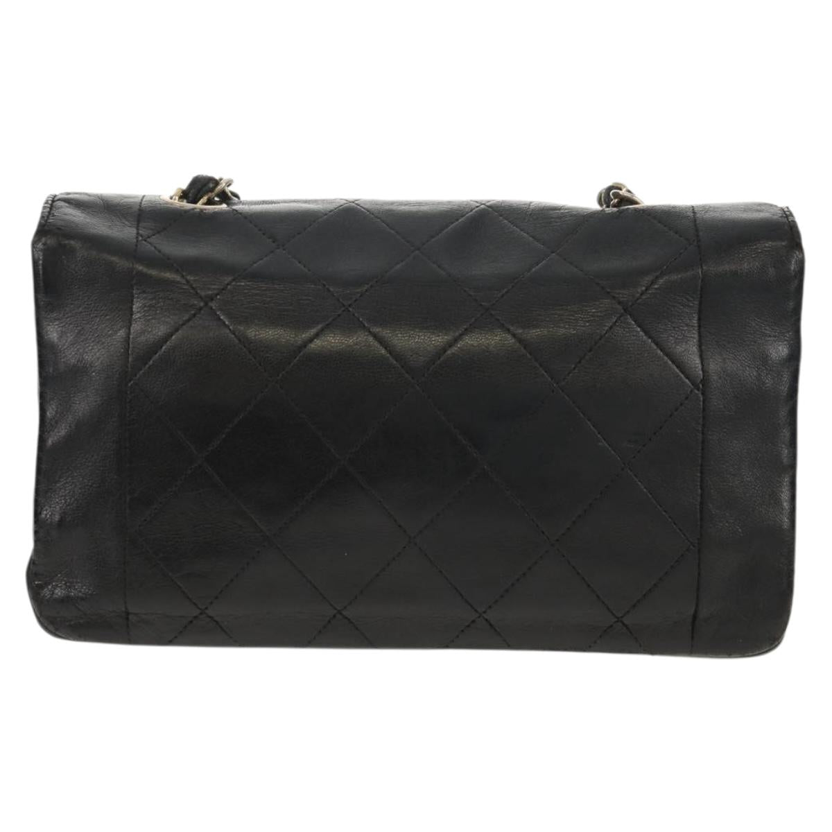 CHANEL Matelasse Chain Diana 22 Shoulder Bag Lamb Skin Black Gold CC Auth 142985