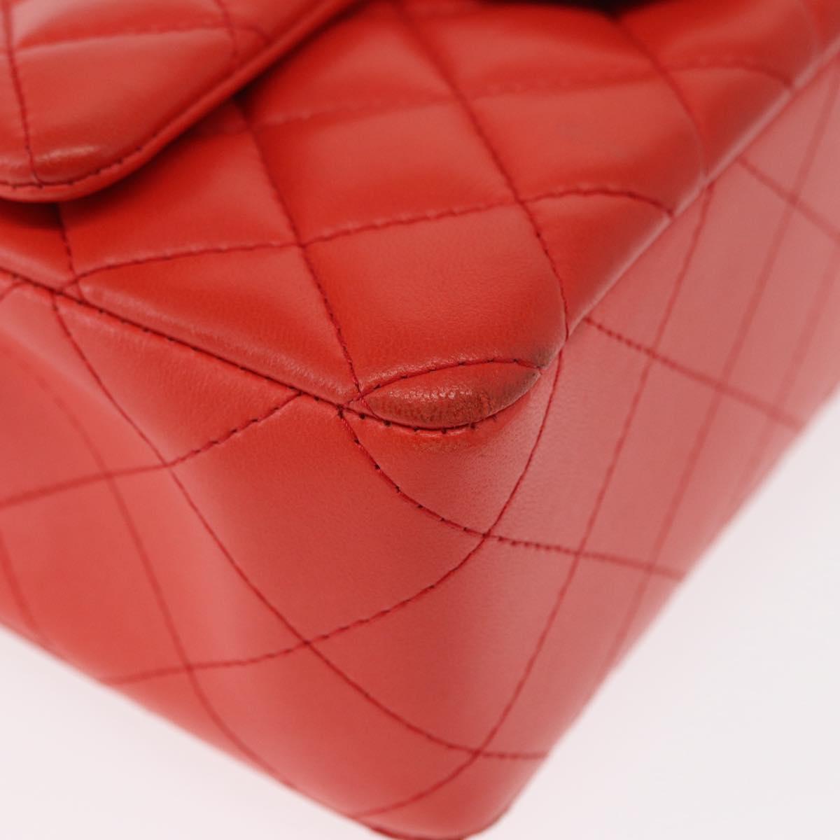 CHANEL Matelasse 20 Chain Shoulder Bag Lamb Skin Orange Gold CC Auth 142986SAM