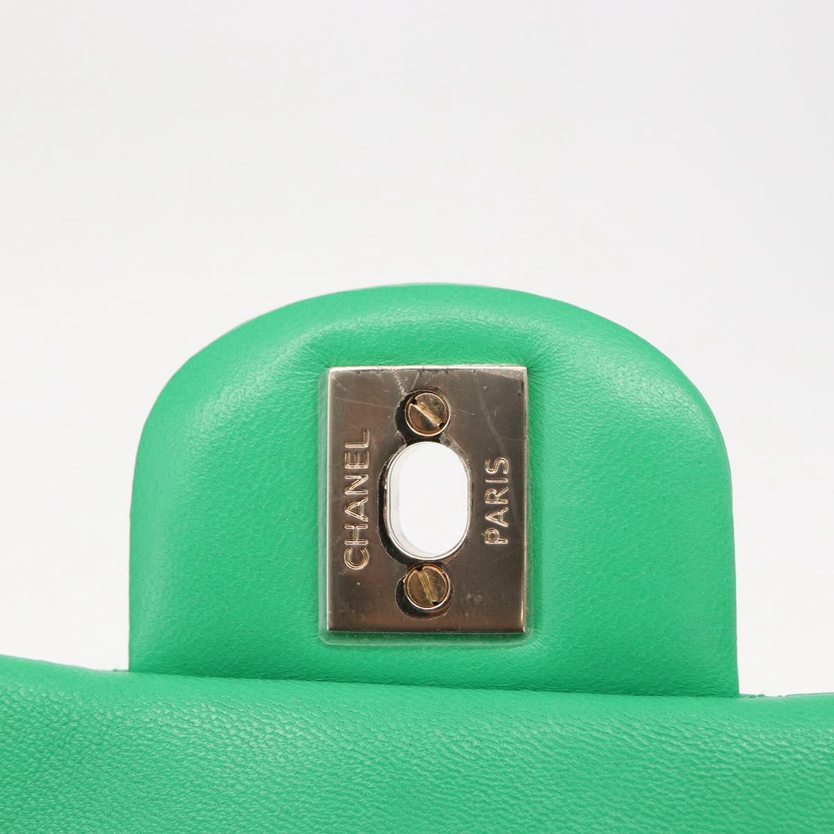 CHANEL Matelasse 17 Chain Shoulder Bag Lamb Skin Green Gold CC Auth 142987SM