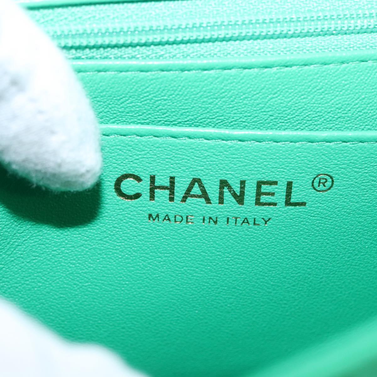 CHANEL Matelasse 17 Chain Shoulder Bag Lamb Skin Green Gold CC Auth 142987SM