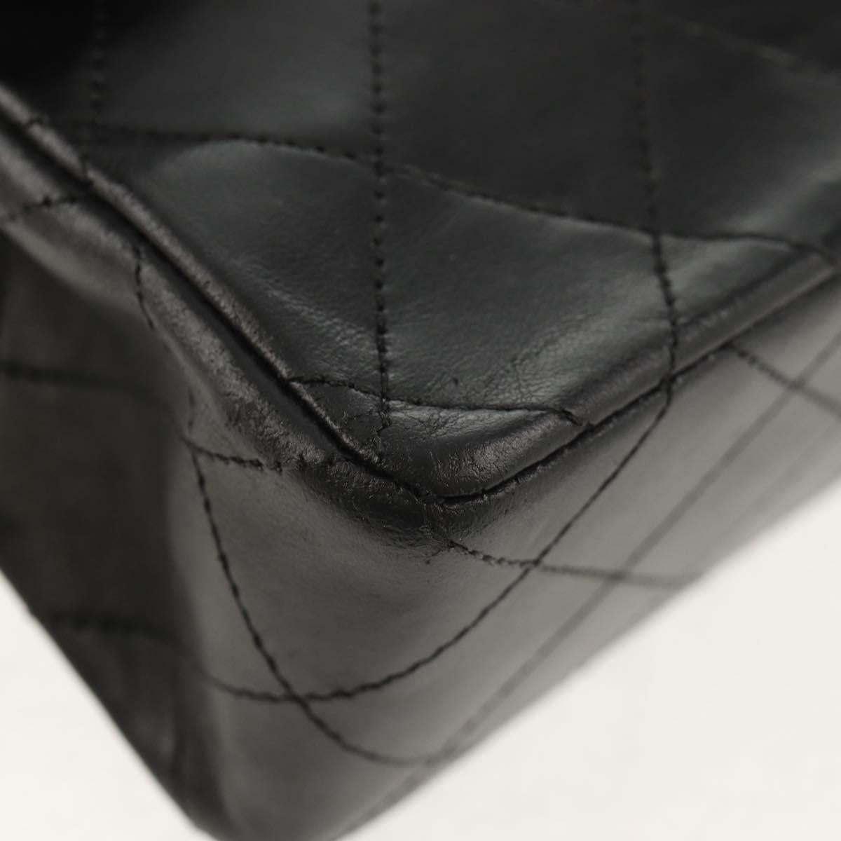 CHANEL Matelasse Chain Shoulder Bag Lamb Skin Black Gold CC Auth 142988V