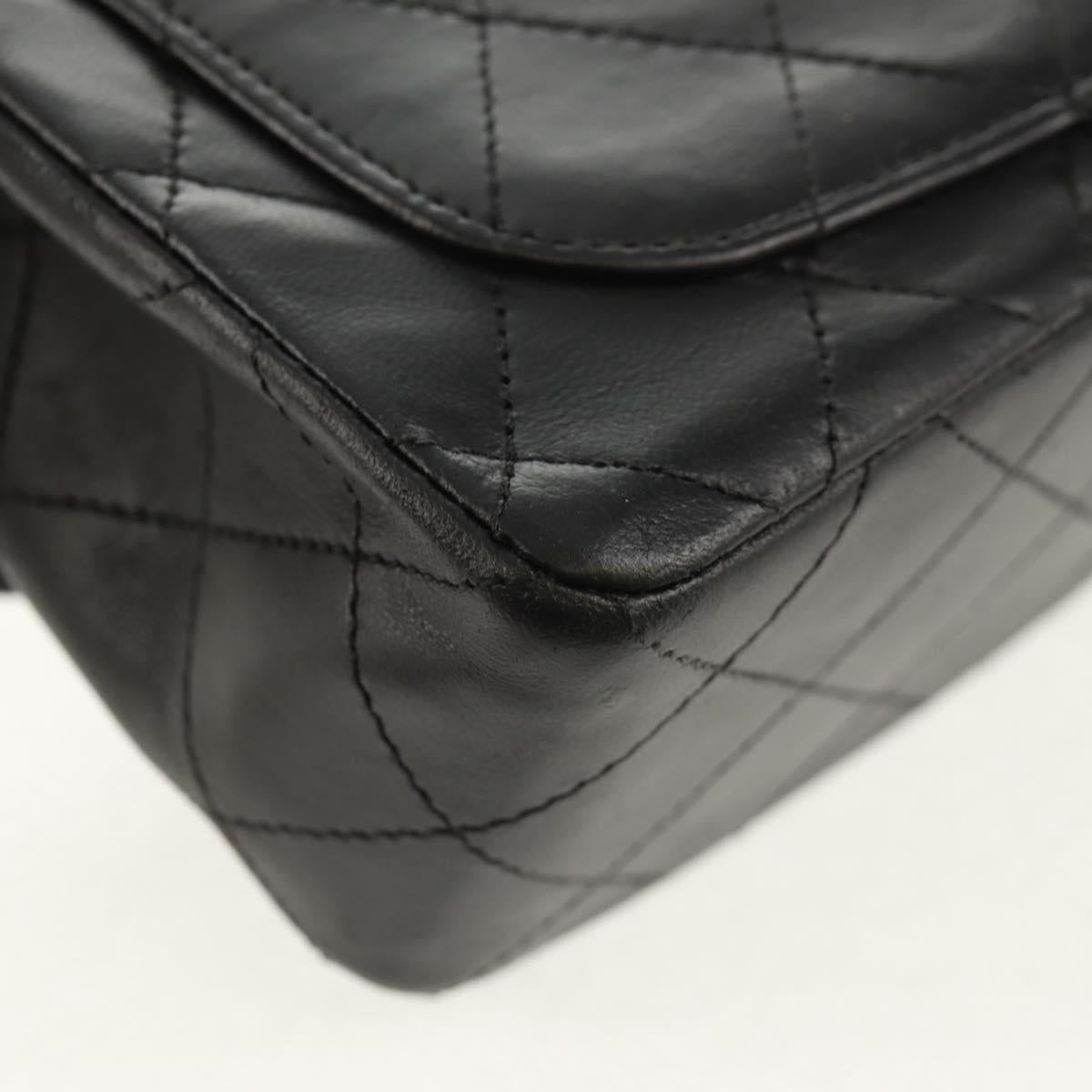 CHANEL Matelasse Chain Shoulder Bag Lamb Skin Black Gold CC Auth 142988V