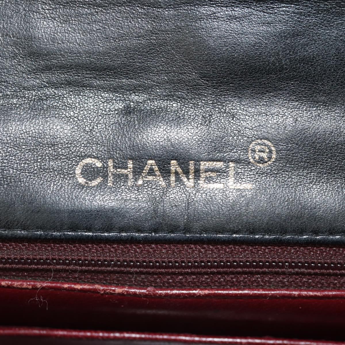 CHANEL Matelasse Chain Shoulder Bag Lamb Skin Black Gold CC Auth 142988V