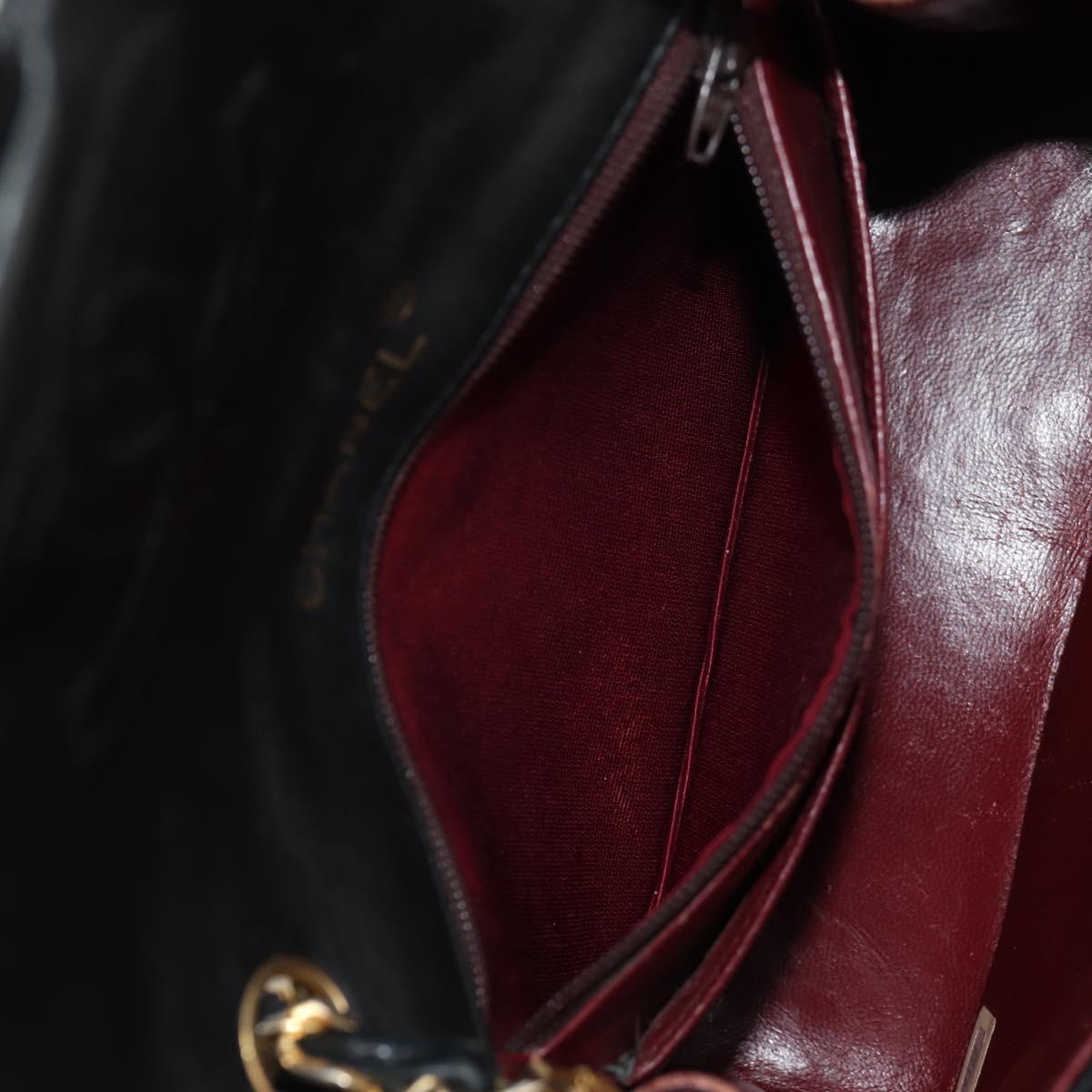 CHANEL Matelasse Chain Shoulder Bag Lamb Skin Black Gold CC Auth 142988V