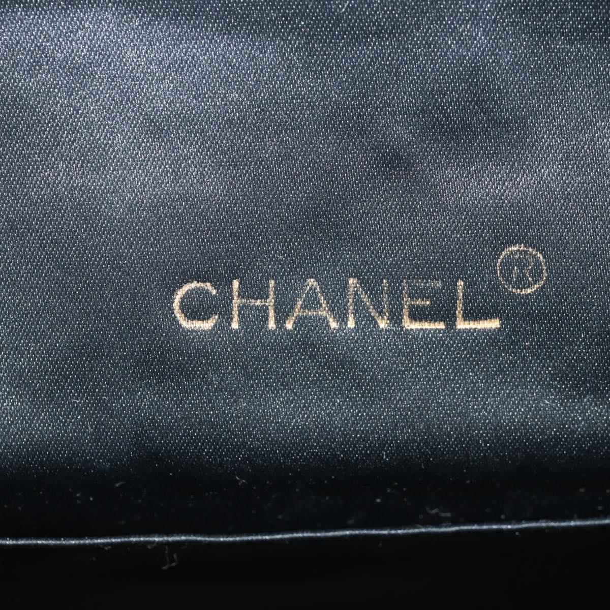 CHANEL Matelasse Chain Shoulder Bag Satin Black Gold CC Auth 142989V