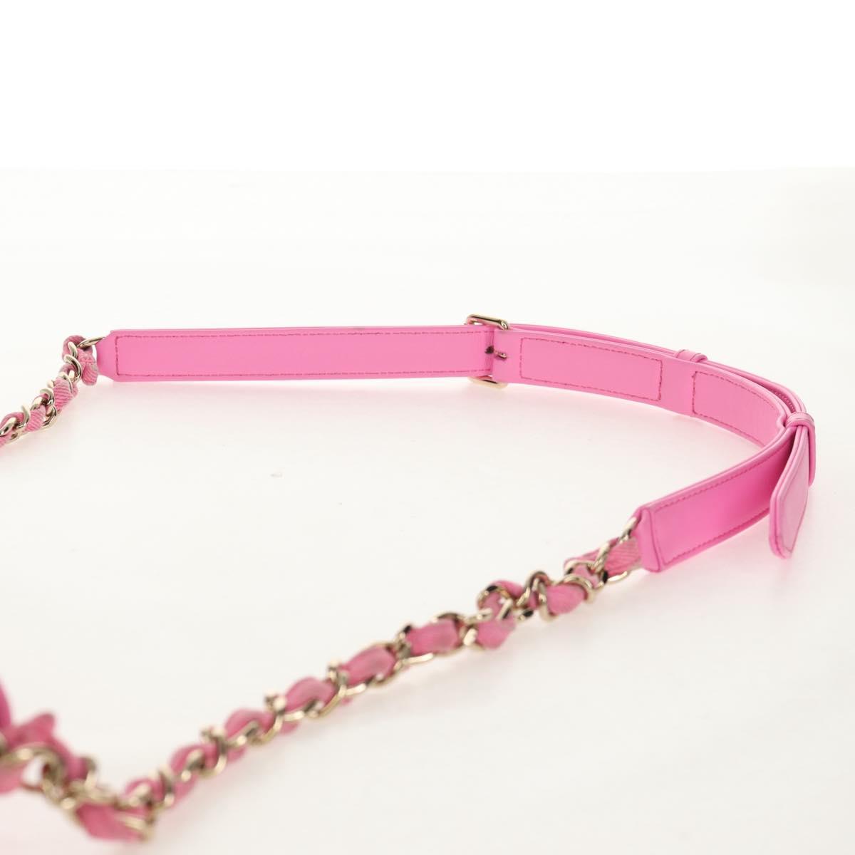 CHANEL Matelasse Chain Shoulder Bag Canvas Pink Gold CC Auth 142990V