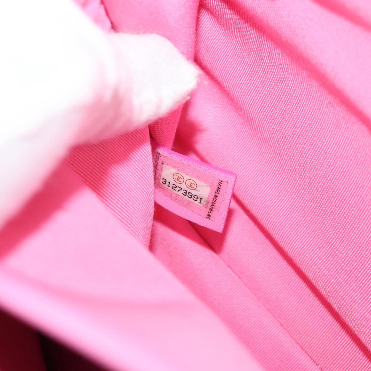 CHANEL Matelasse Chain Shoulder Bag Canvas Pink Gold CC Auth 142990V