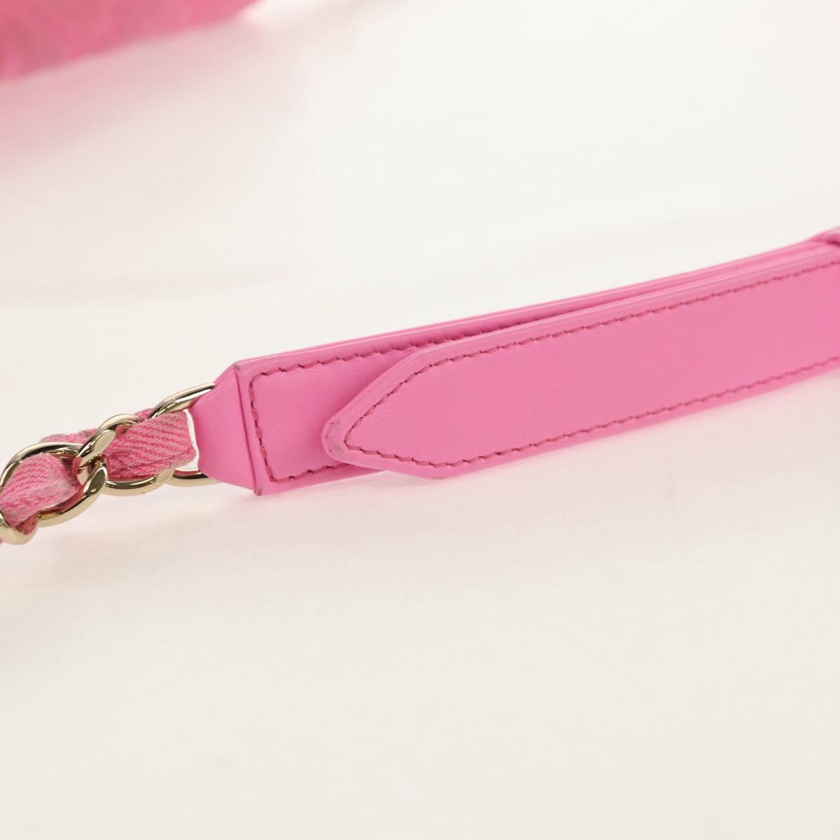 CHANEL Matelasse Chain Shoulder Bag Canvas Pink Gold CC Auth 142990V