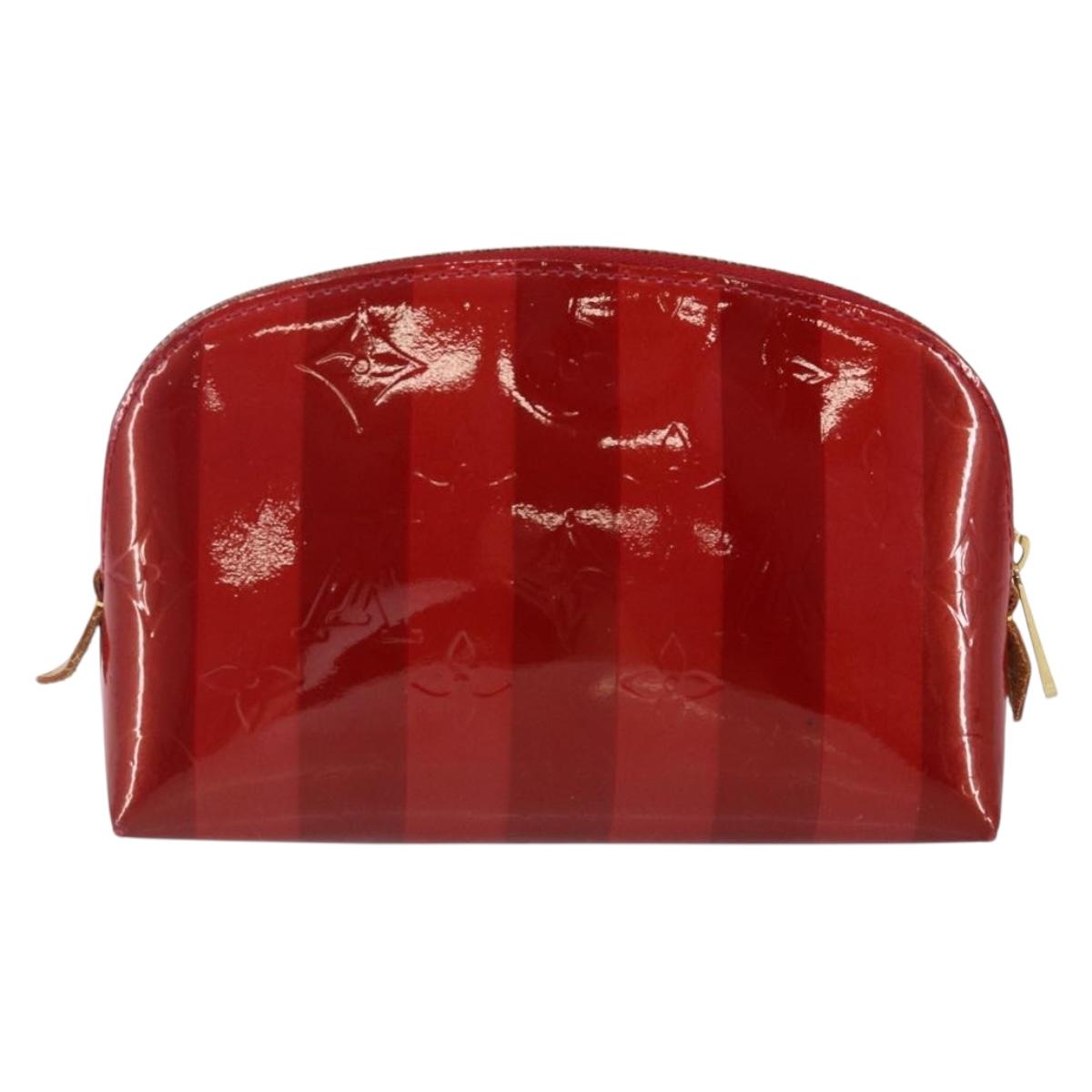 LOUIS VUITTON Vernis Rayure Pochette Cosmetic Pomme D'amour M91721 Auth 142996
