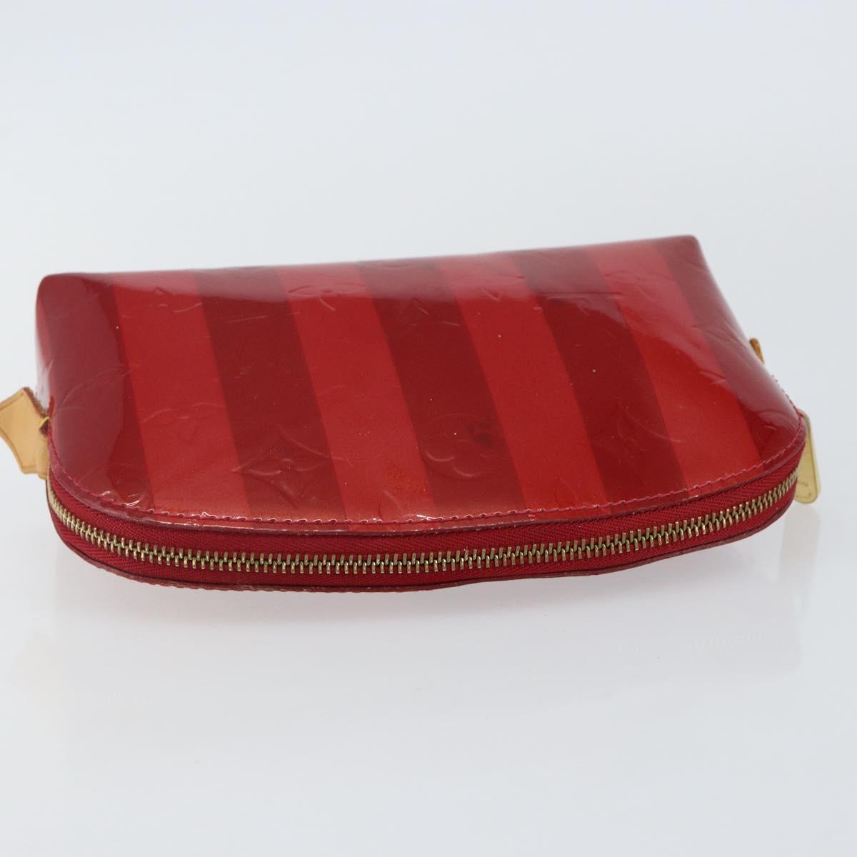 LOUIS VUITTON Vernis Rayure Pochette Cosmetic Pomme D'amour M91721 Auth 142996