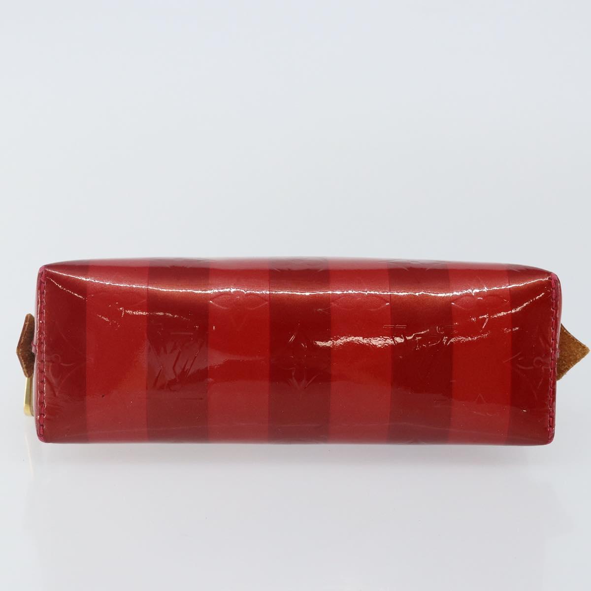 LOUIS VUITTON Vernis Rayure Pochette Cosmetic Pomme D'amour M91721 Auth 142996