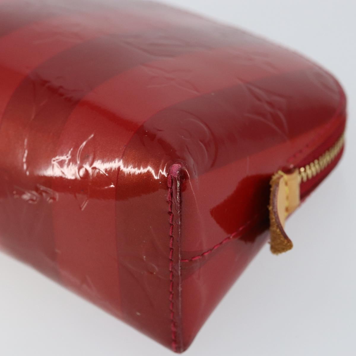 LOUIS VUITTON Vernis Rayure Pochette Cosmetic Pomme D'amour M91721 Auth 142996