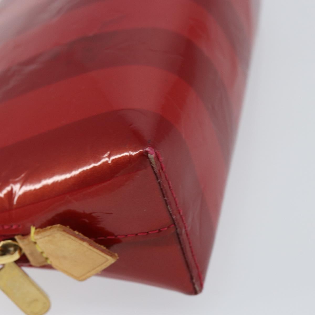 LOUIS VUITTON Vernis Rayure Pochette Cosmetic Pomme D'amour M91721 Auth 142996