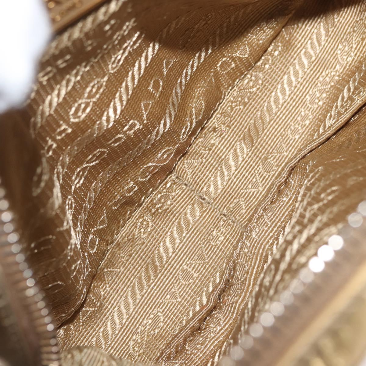 PRADA Hand Bag Leather 2way Gold Auth 142998