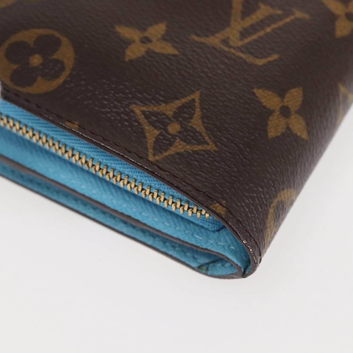 LOUIS VUITTON Monogram Groom Compact Zip Wallet Blue M60036 LV Auth 143001V