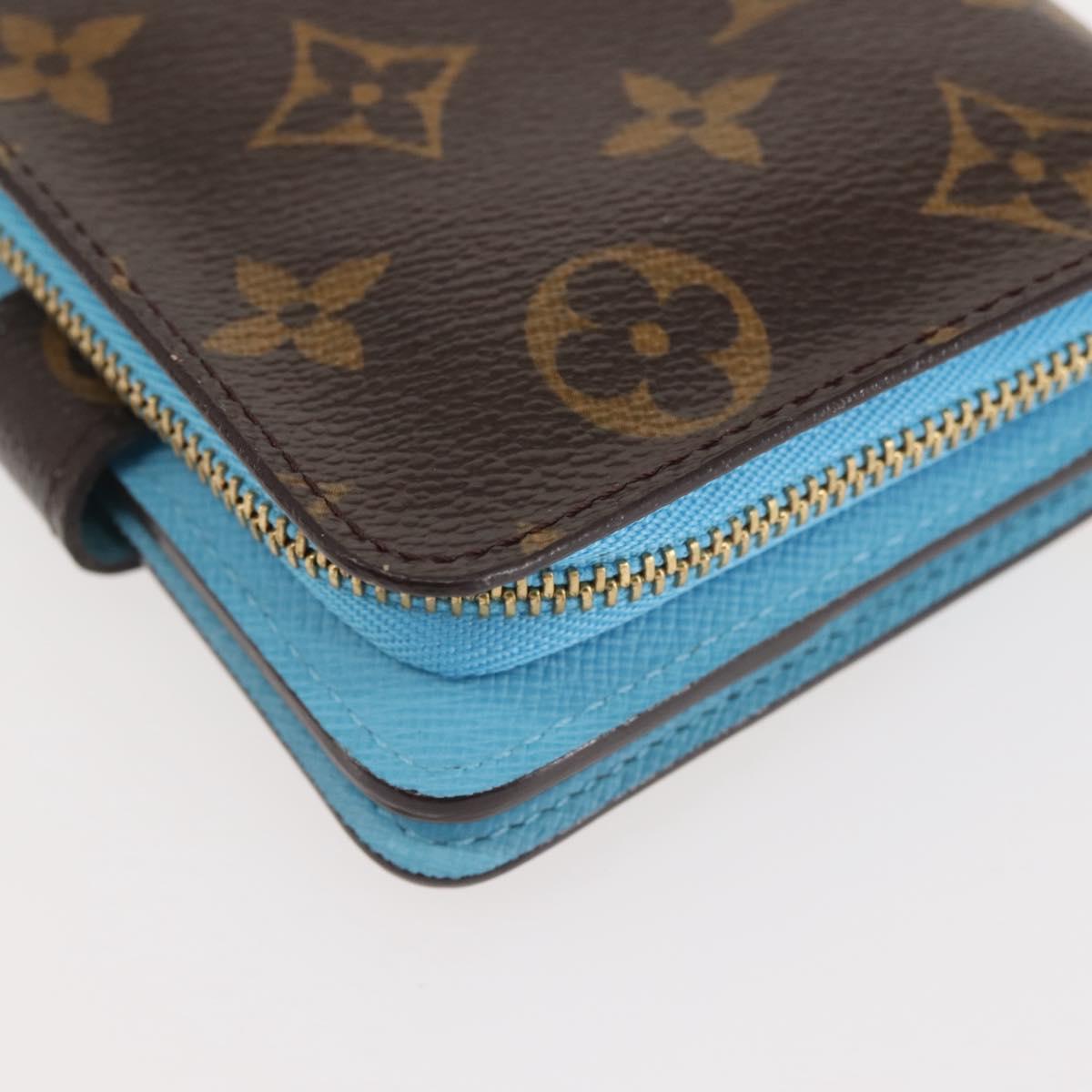 LOUIS VUITTON Monogram Groom Compact Zip Wallet Blue M60036 LV Auth 143001V