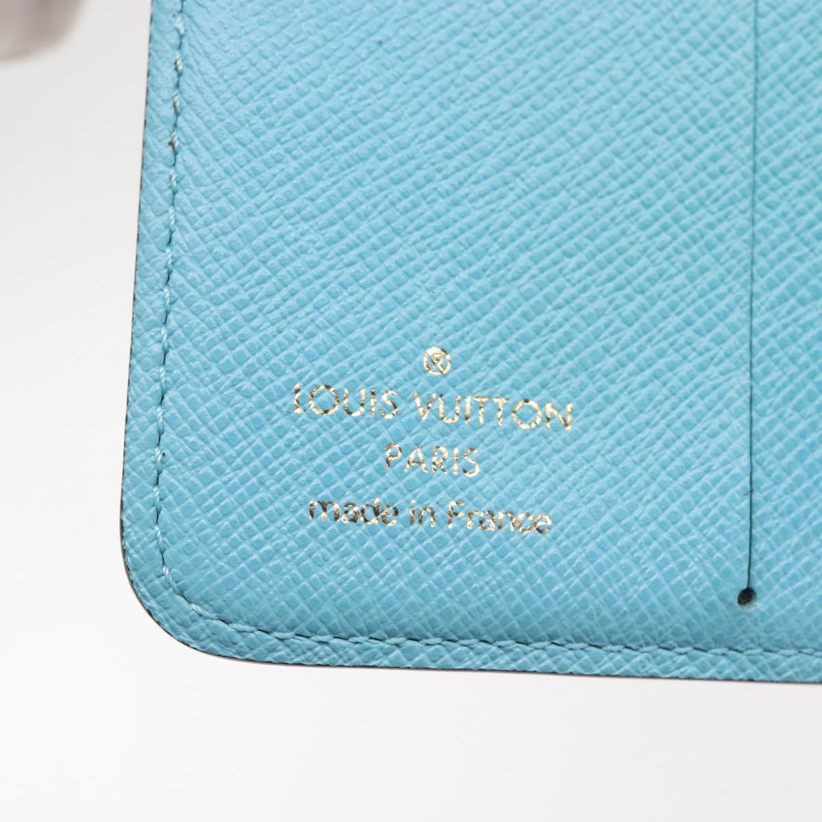 LOUIS VUITTON Monogram Groom Compact Zip Wallet Blue M60036 LV Auth 143001V